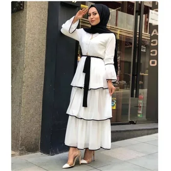 Абая для женщин, осенние мусульманские женщины, макси-платье с длинным рукавом и круглым вырезом, однотонные длинные платья Abaya, мусульманские модные платья, платье Abaya