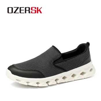 Мужская обувь из сетчатого материала OZERSK, Летние дышащие удобные легкие кроссовки, мужская повседневная обувь без застежки на мягкой подошве, большие размеры 39-50