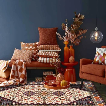 Красочный ковер с персидским геометрическим узором в винтажном этническом стиле, прикроватные коврики для спальни, гостиная, кухня, нескользящий дверной коврик
