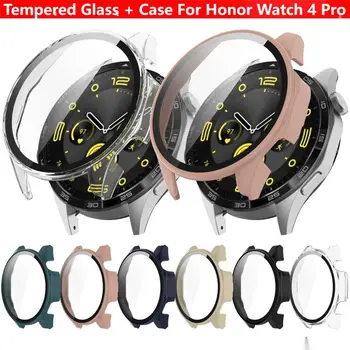Закаленное стекло + чехол для Honor Watch 4 Pro, ремешок для смарт-часов, бампер, полное покрытие, защитная пленка для экрана, аксессуары 4Pro