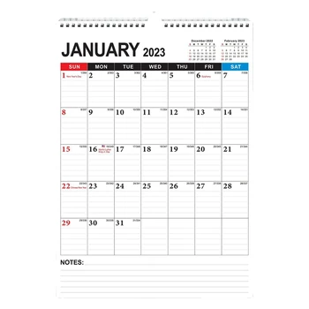 Календарь - Ежемесячный настенный планировщик с января 2023 года по июнь 2024 года, 12 X 17 дюймов, двухпроводной переплет, разделенное пространство