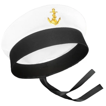 Шляпа капитана яхты Шляпа Капитана лодки Шляпа, Аксессуар для костюма морской пехоты для взрослых Мужчин Женская шляпа для косплея