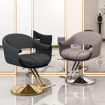 Кресло для парикмахерской с кожаным ремешком, Новый вращающийся на 360 ° Большой рабочий стул для стрижки волос из нержавеющей стали, мебель для салона
